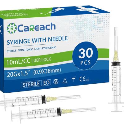 Careach 30 Packs 10mL Syringe with Needle 20 Gauge 1.5inch, Scientific Labs, Measurement, Individually Wrapped